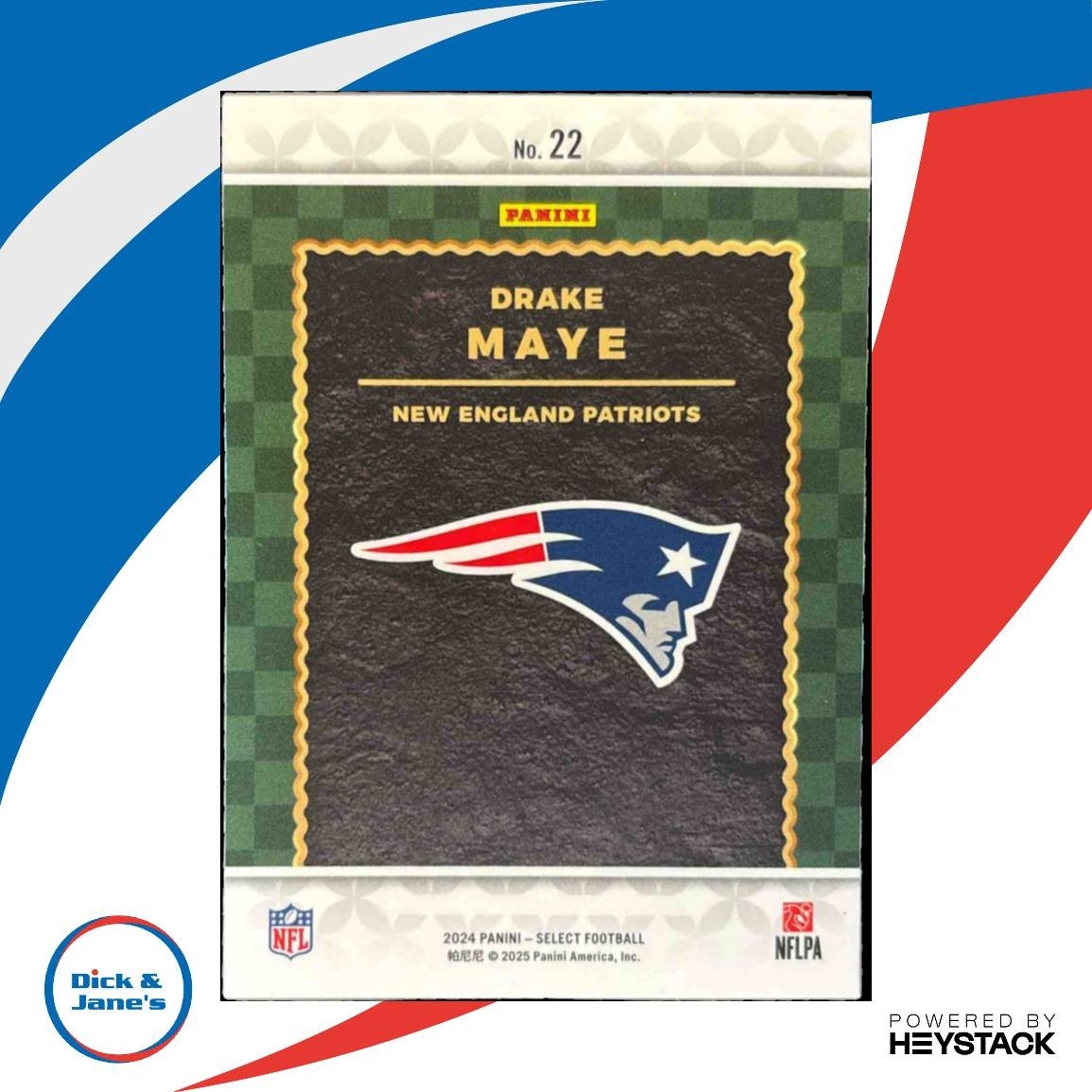 2024 Panini Select Drake Maye Score Throwback #22 RC New England Patriots
