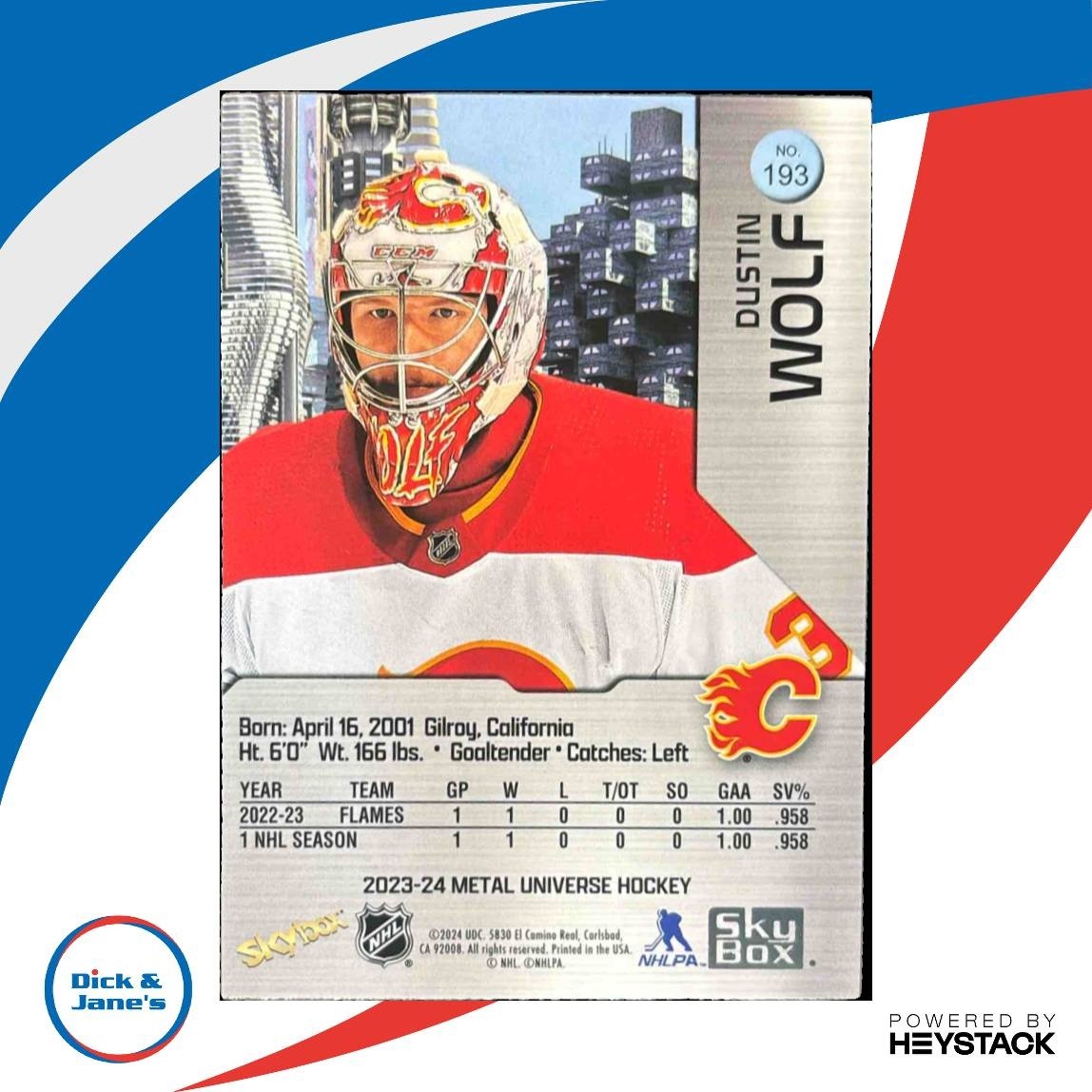 2023-24 Skybox Metal Universe Dustin Wolf #193 RC Calgary Flames
