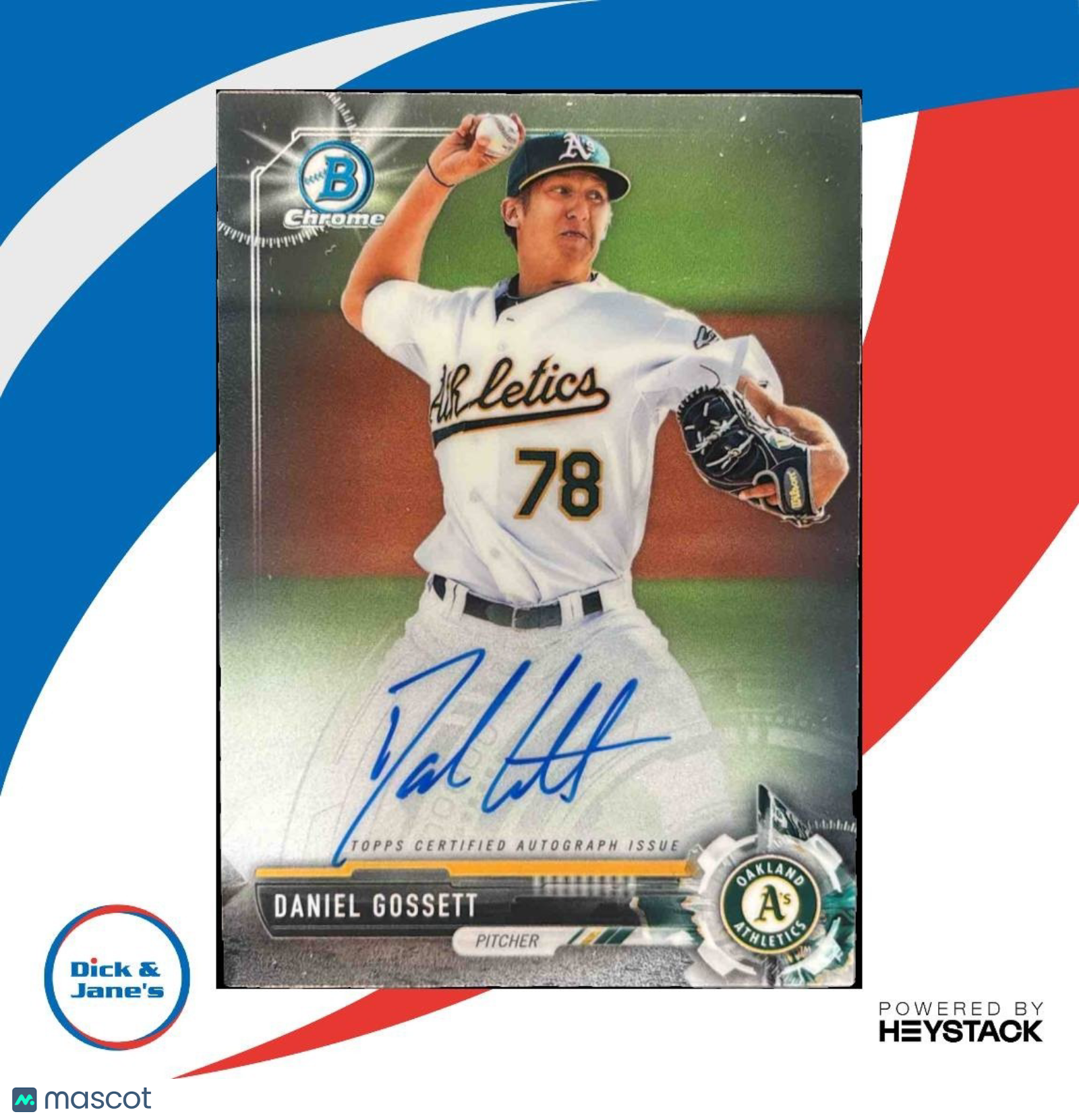 2017 Bowman Chrome Daniel Gossett Prospect Auto Oakland Athletics