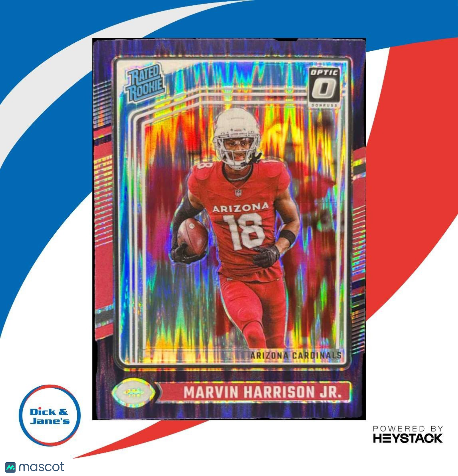 2024 Panini Donruss Optic Marvin Harrison Jr. Purple Shock #27 Arizona Cardinals