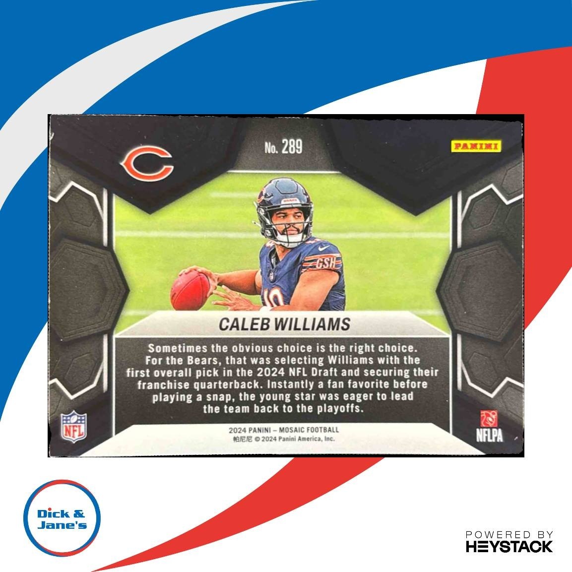 2024 Panini Mosaic Caleb Williams #289 RC NFL Debut Chicago Bears
