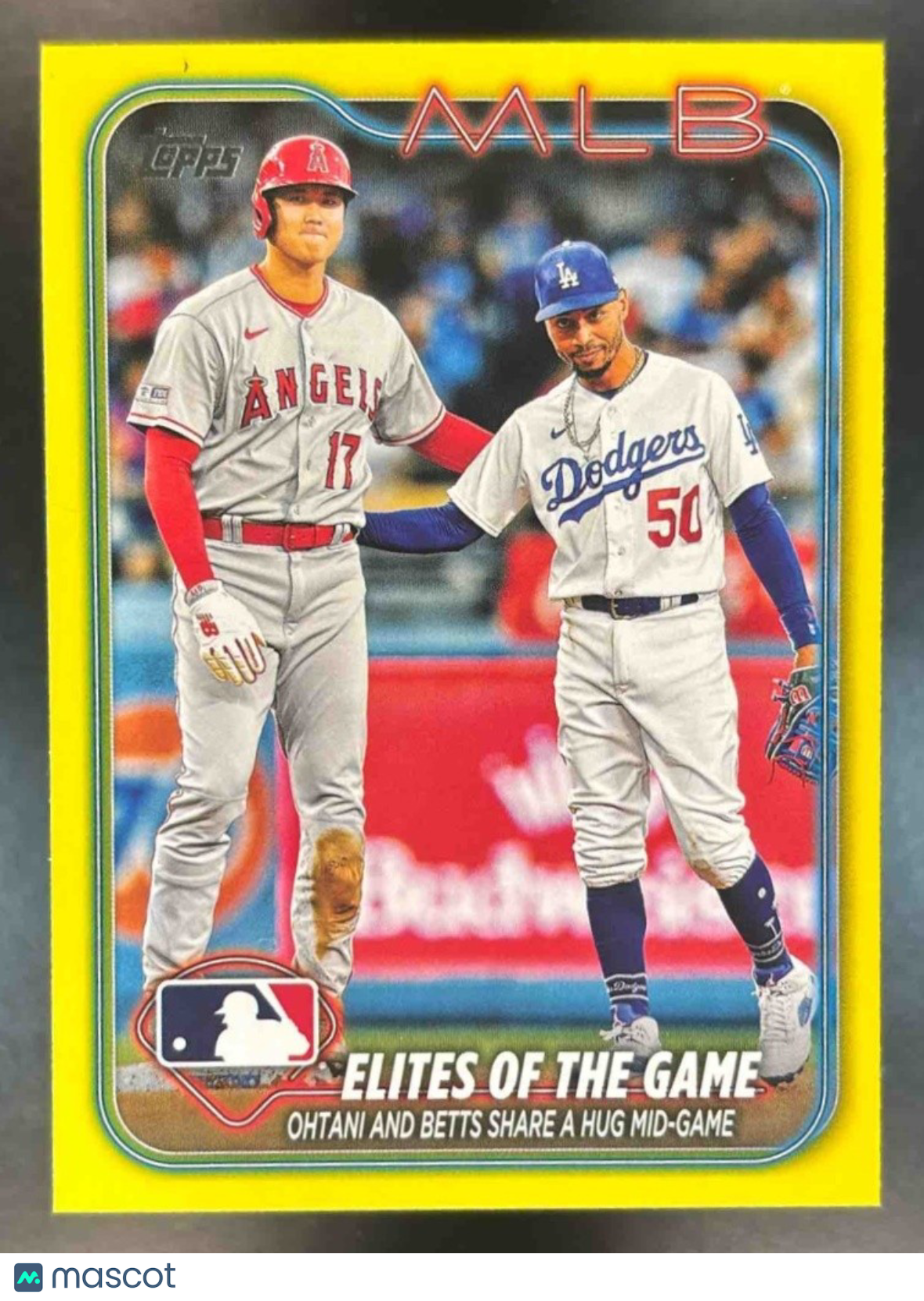 2024 Topps Ohtani and Betts Share a Hug Yellow #138 Los Angeles Dodgers Angels