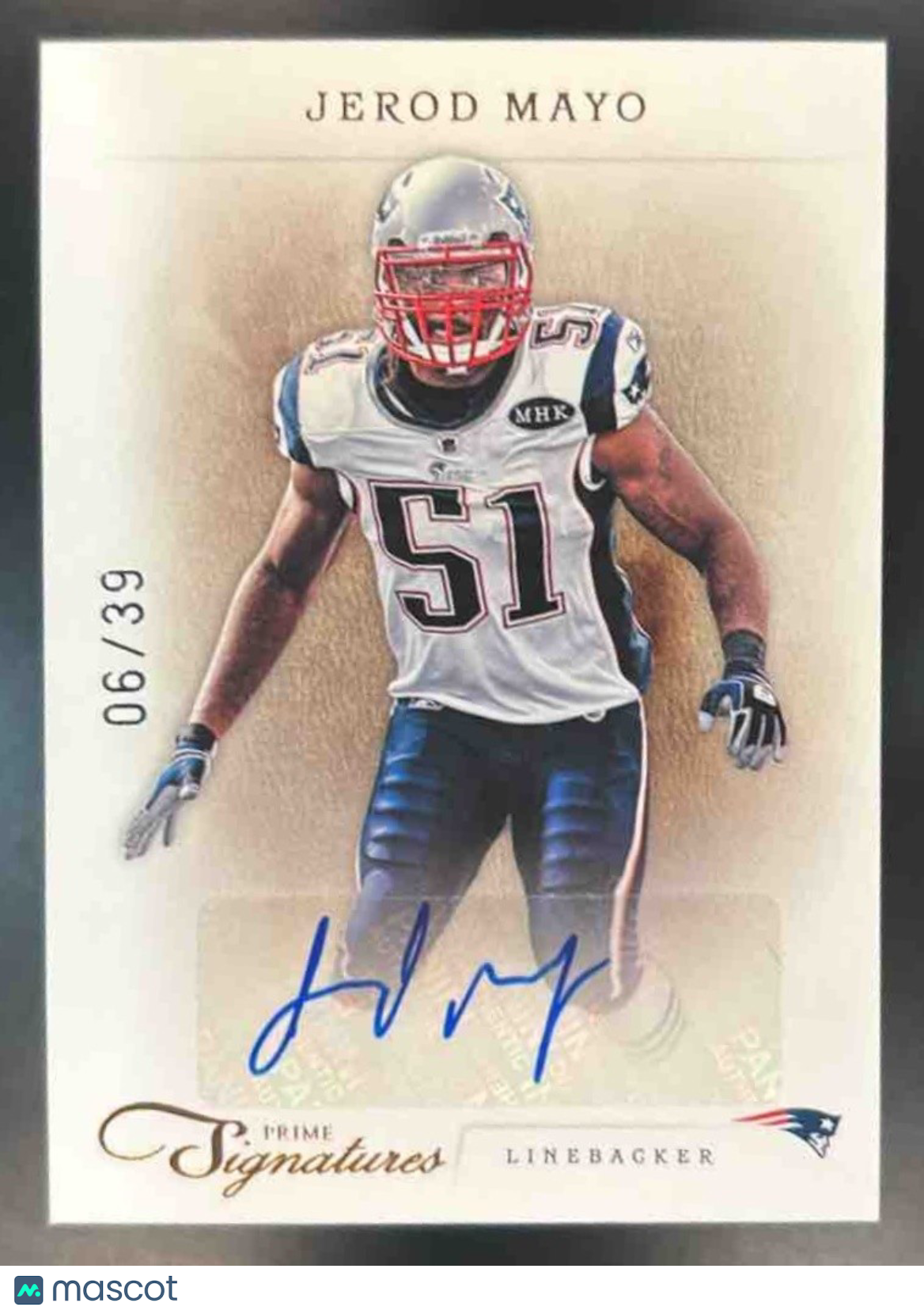 2011 Panini Prime Signatures Jerod Mayo Auto Bronze /39 #87 New England Patriots