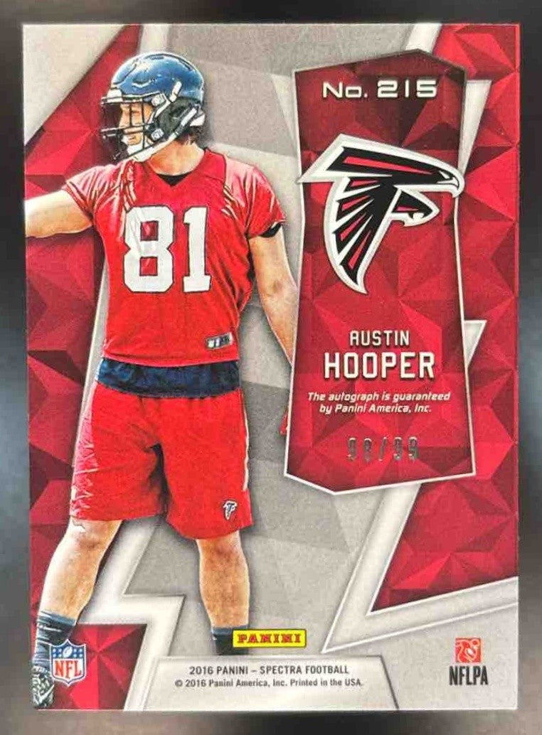 2016 Panini Spectra Austin Hooper Neon Blue /99 #215 RC Auto Atlanta Falcons