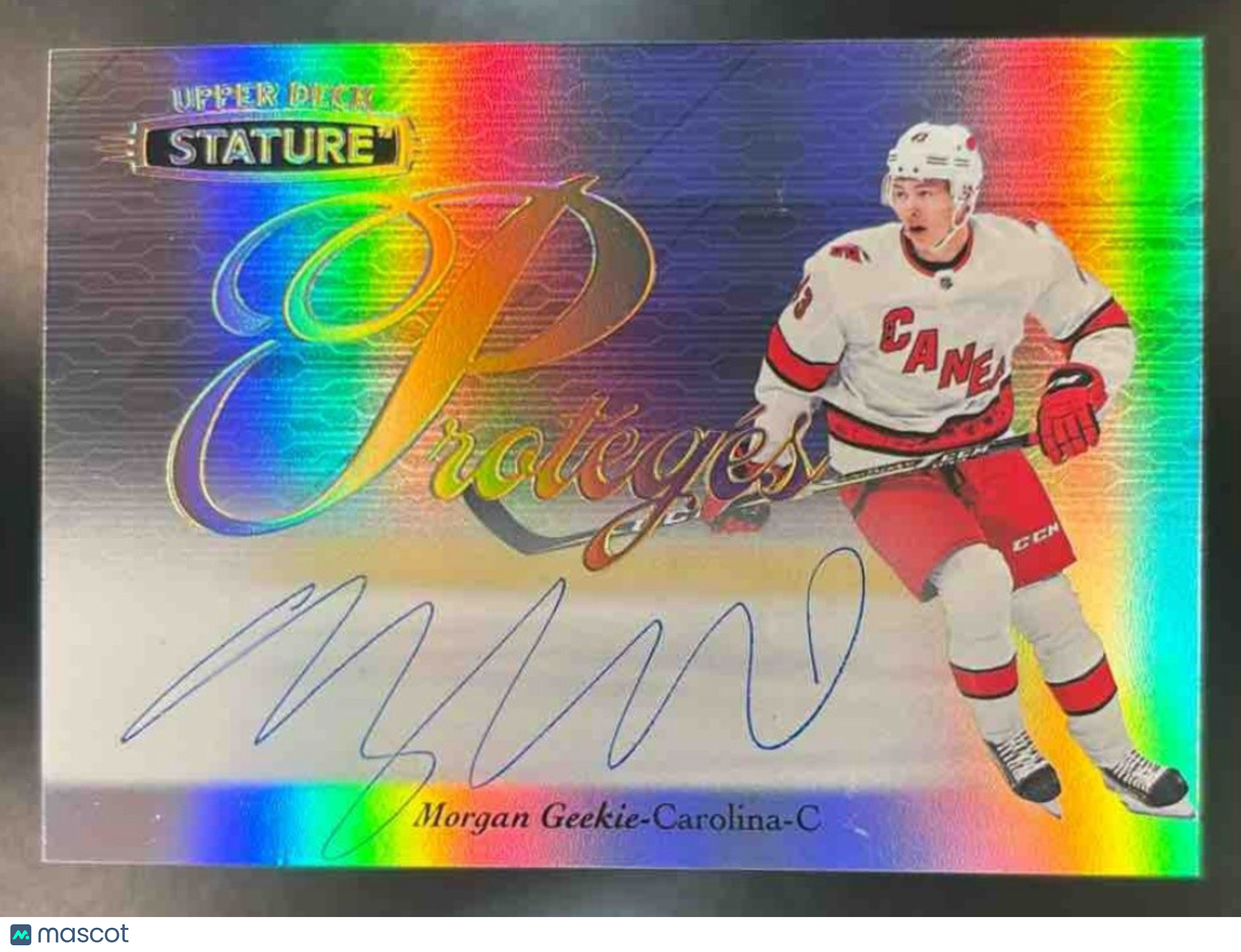 2020-21 Upper Deck Stature Morgan Geekie Proteges Auto RC Carolina Hurricanes