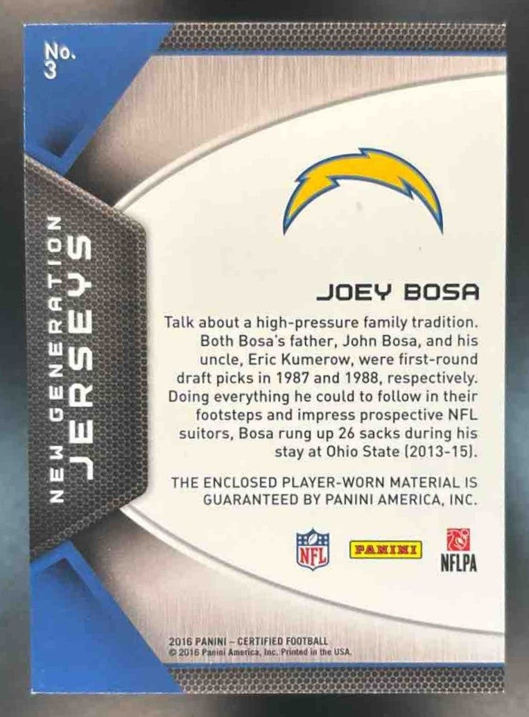 2016 Panini Certified Joey Bosa New Generation Jerseys #3 RC San Diego Chargers