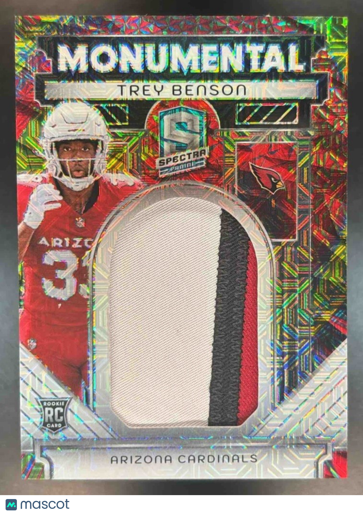 2024 Panini Spectra Trey Benson Monumental Patch /25 RC Arizona Cardinals