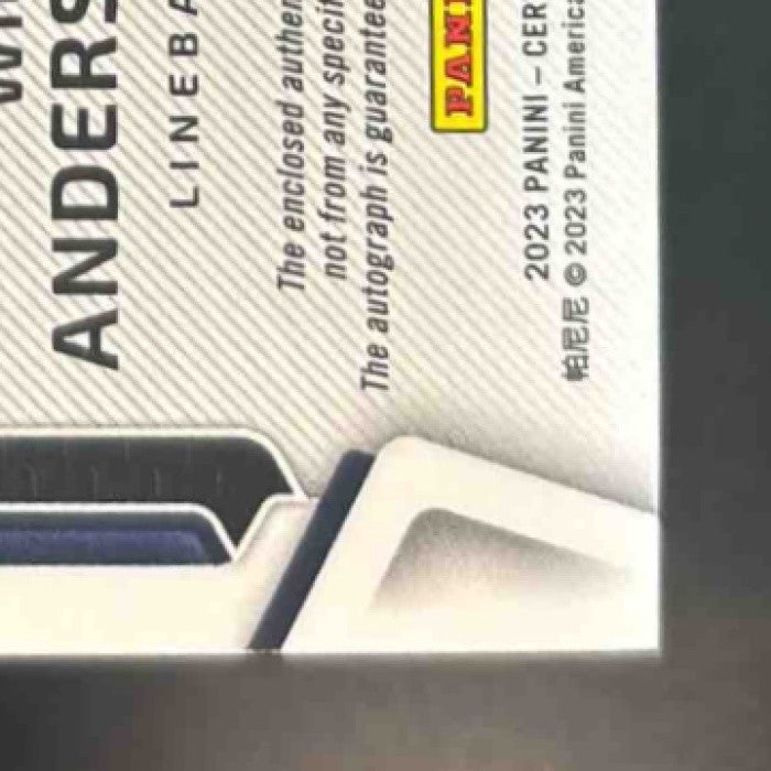 2023 Panini Certified Will Anderson Jr. Freshman Fabric Signatures /99 MEM RC