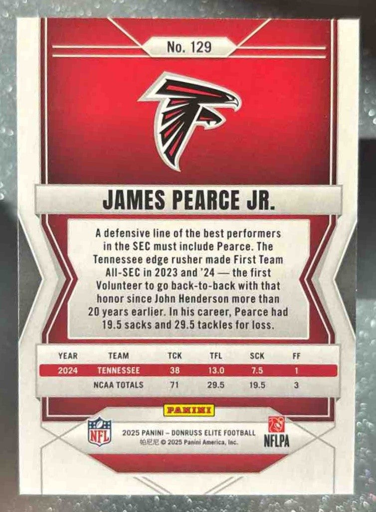 2025 Panini Donruss Elite James Pearce Jr. Red /99 #129 RC Atlanta Falcons