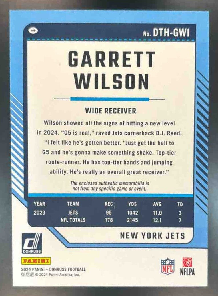 2024 Panini Donruss Garrett Wilson Threads MEM New York Jets