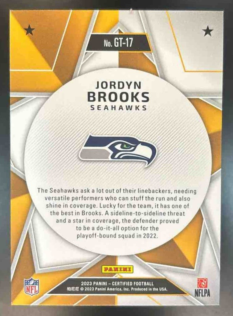 2023 Panini Certified Jordyn Brooks Gold Team Bronze /249 Seattle Seahawks