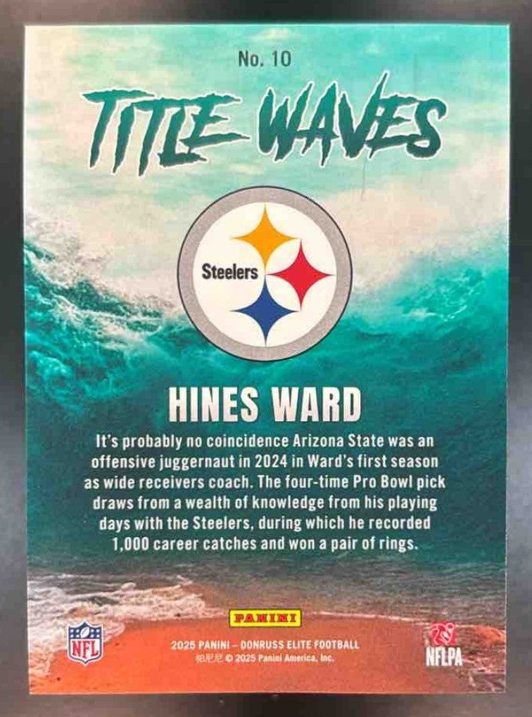 2025 Panini Donruss Elite Hines Ward Title Waves Blue /75 #10 Pittsburgh Steeler