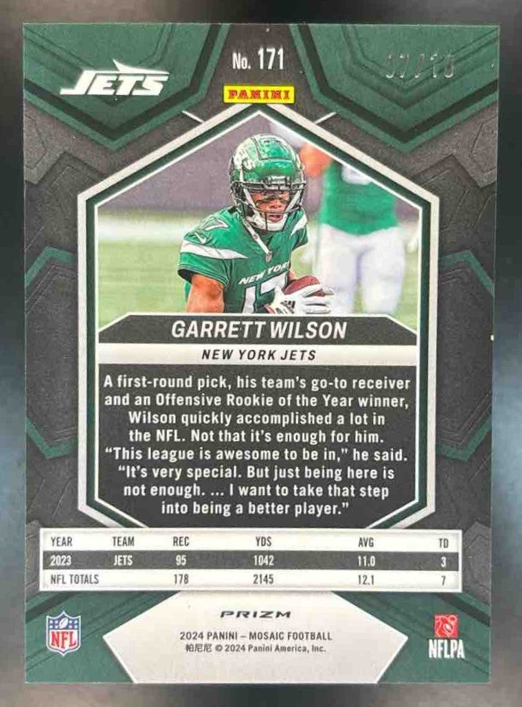 2024 Panini Mosaic Garrett Wilson Pink Fluorescent Prizm /10 #171 New York Jets