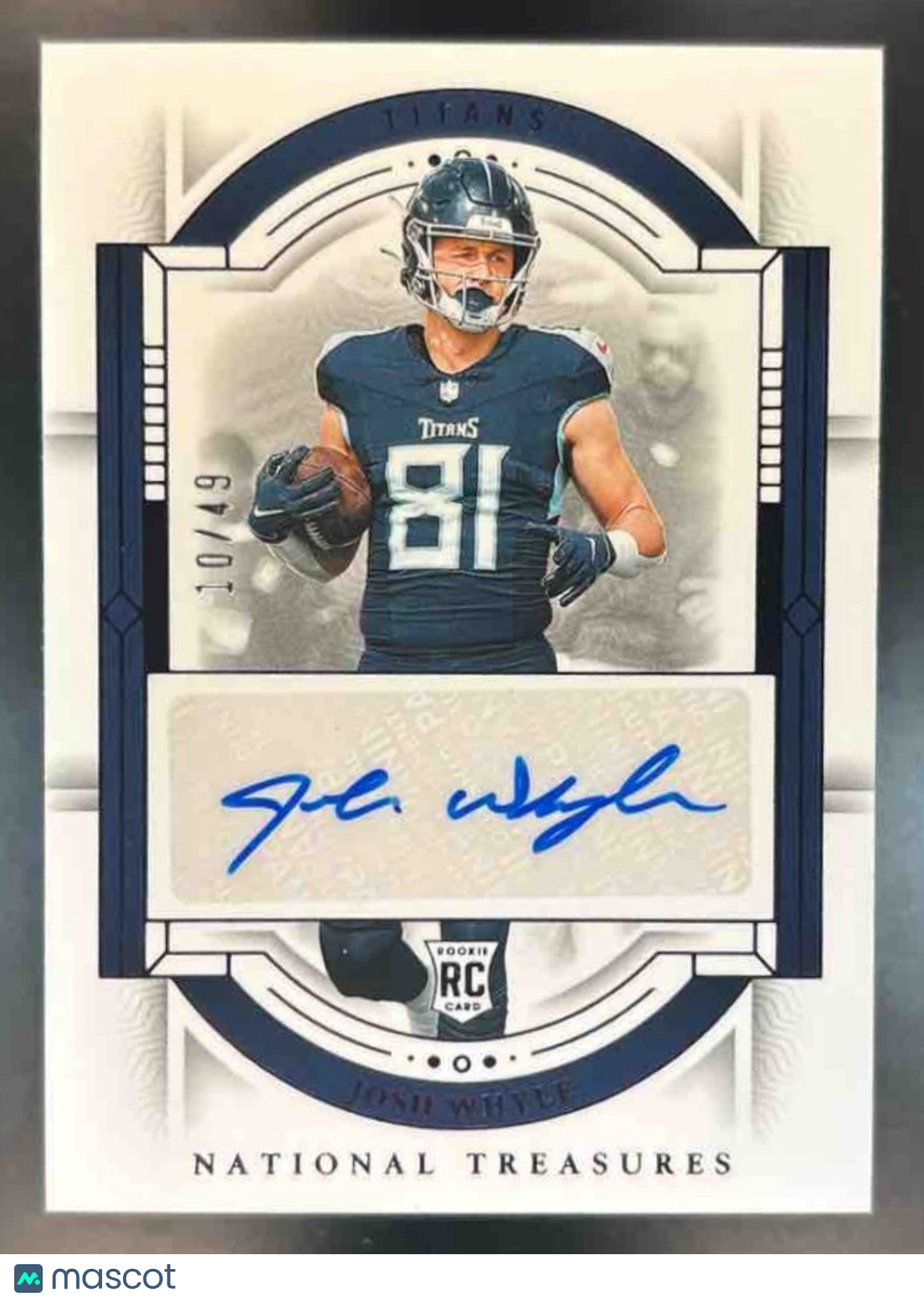 2023 Panini National Treasures Josh Whyle /49 #134 Auto RC Tennessee Titans