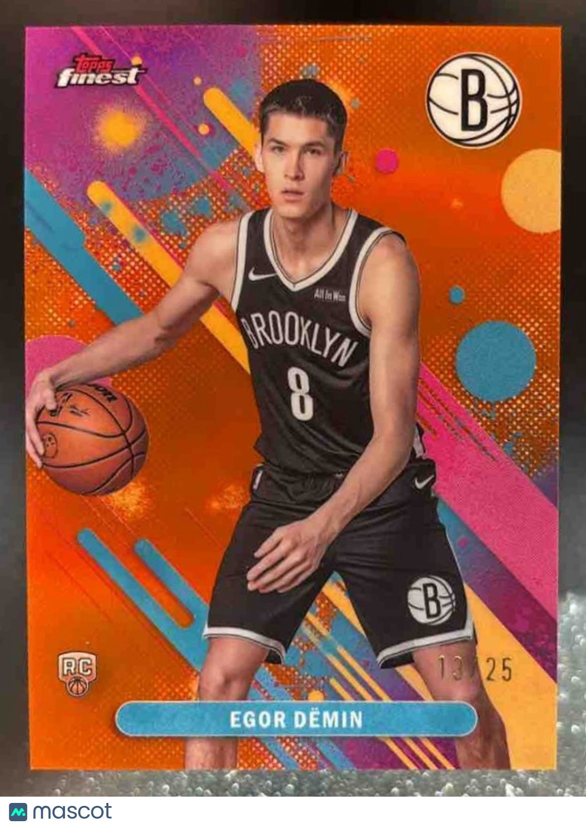 2025-26 Topps Finest Egor Demin Common Orange Refractor /25 #8 RC Brooklyn Nets