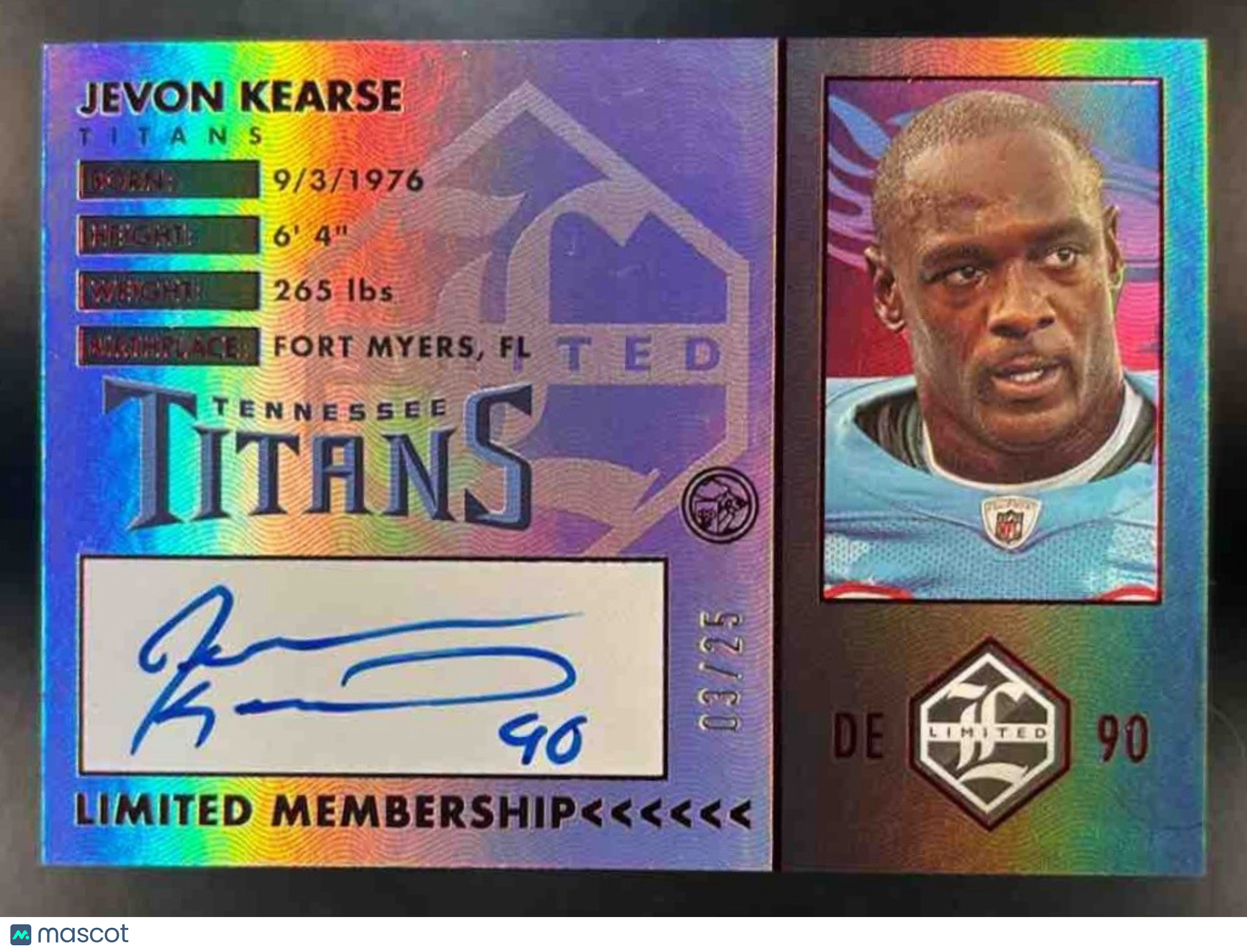 2025 National Treasures Jevon Kearse 2023 Limited Membership #2 Tennessee Titans