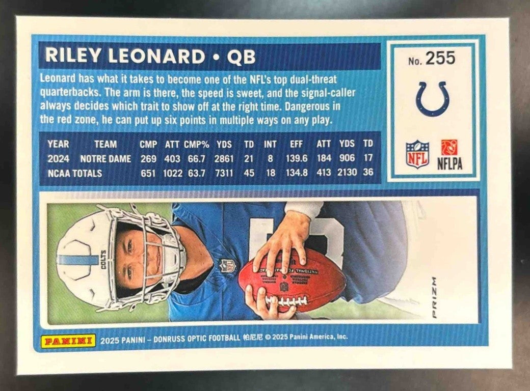 2025 Panini Donruss Optic Riley Leonard Holo Prizm #255 Indianapolis Colts