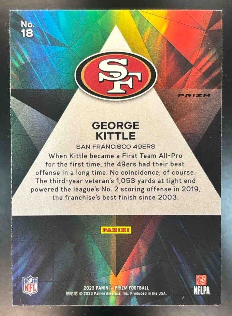 2023 Panini Prizm George Kittle Prizmatic Green Wave #18 San Francisco 49ers