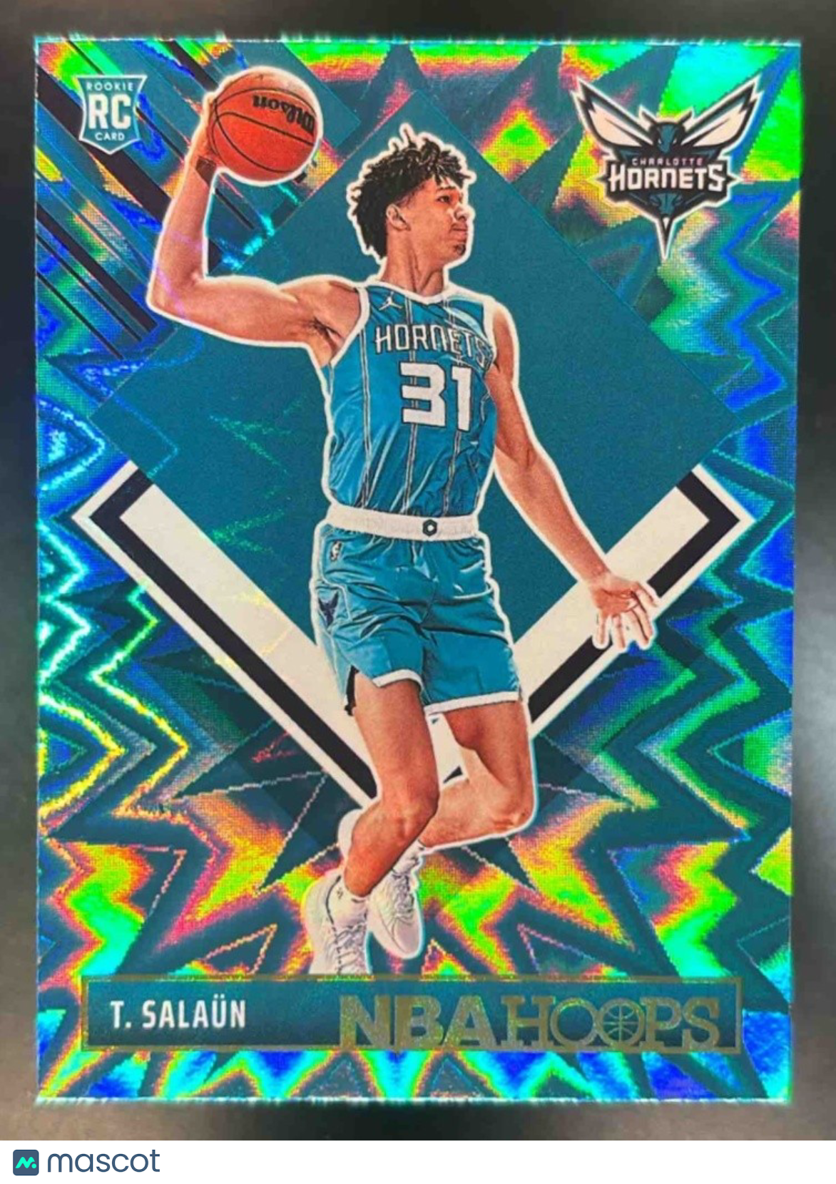2024-25 Panini Hoops Tidjane Salaun Teal Explosion #292 RC Charlotte Hornets