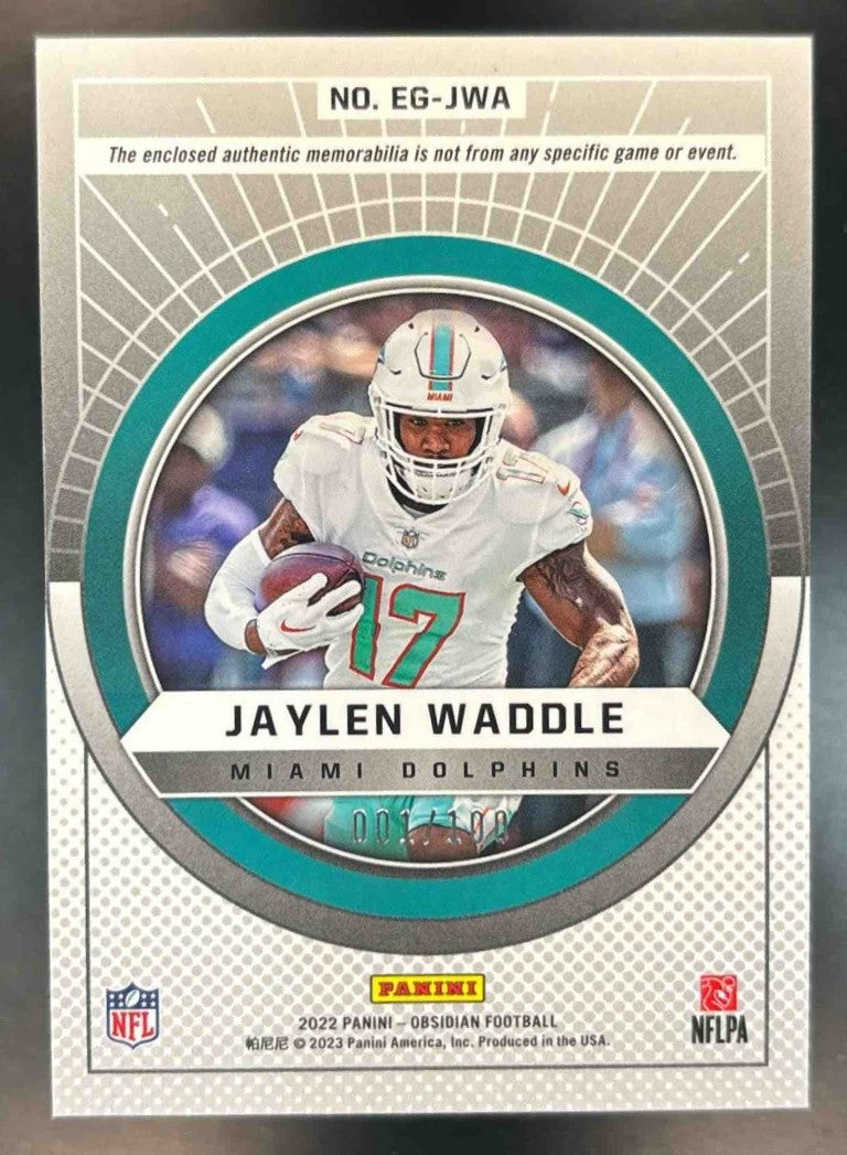 2022 Panini Obsidian Jaylen Waddle Equinox Gear 1/100 BOOK END Miami Dolphins