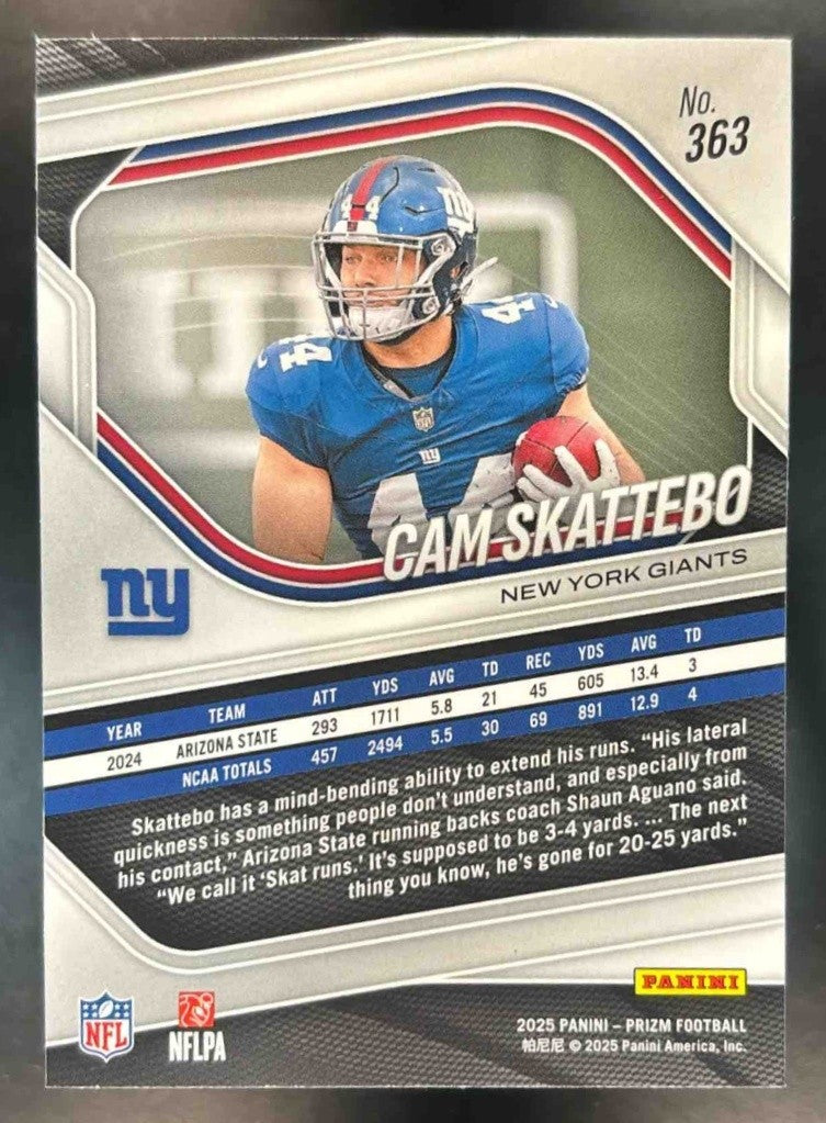 2025 Panini Prizm Cam Skattebo #363 RC New York Giants