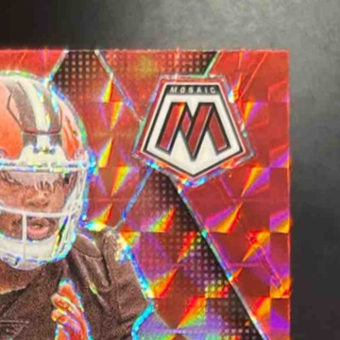 2025 Panini Mosaic Dylan Sampson Rookies Camo Red Prizm #355 RC Cleveland Browns