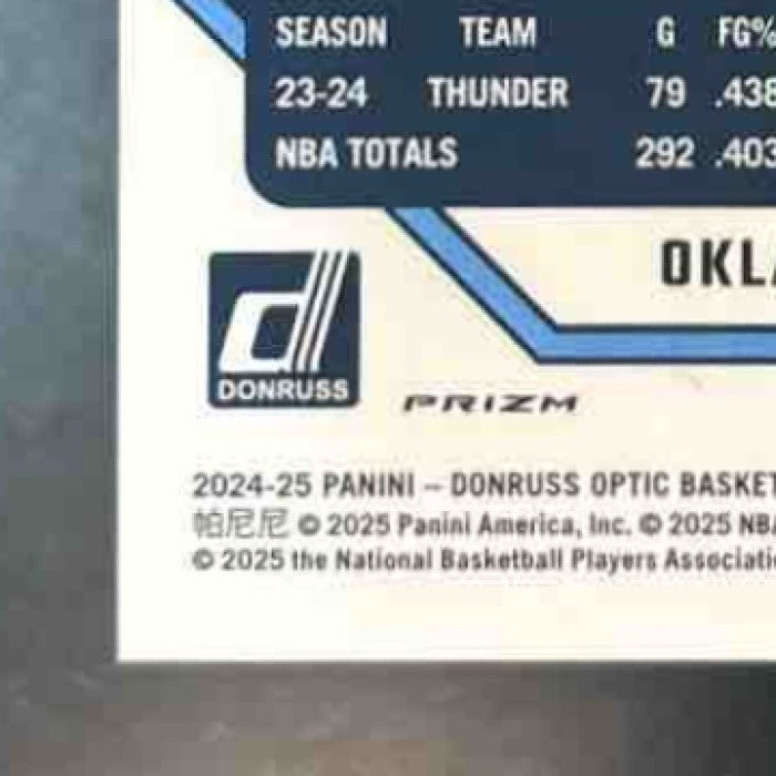 2024-25 Donruss Optic Luguentz Dort Orange Shock /225 #130 Oklahoma City Thunder