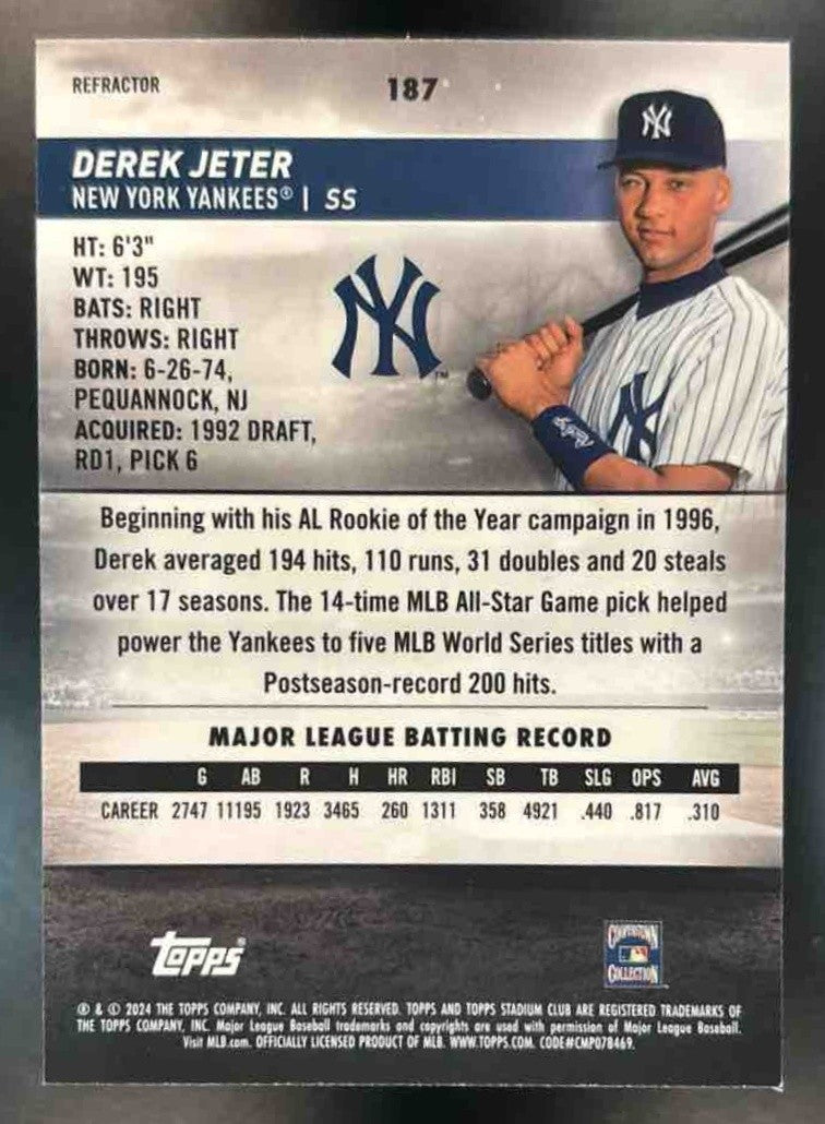 2024 Topps Stadium Club Derek Jeter Chrome Refractor #187 New York Yankees