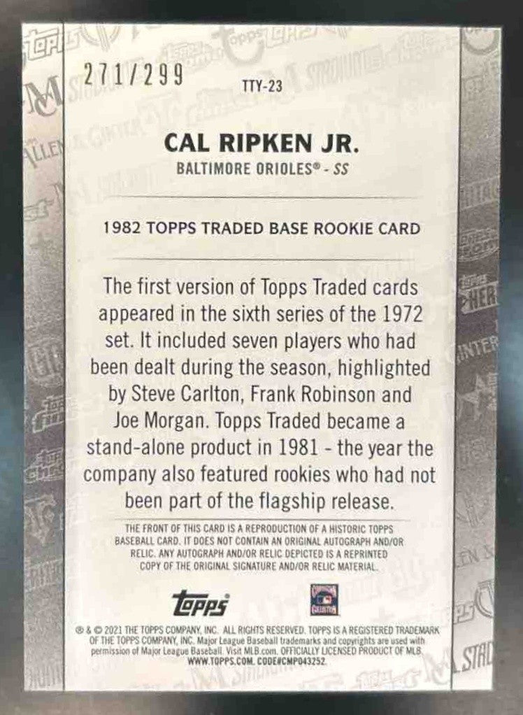2021 Topps Cal Ripken Jr. 1986 Baseball 35th Anniversary Black /299 Orioles