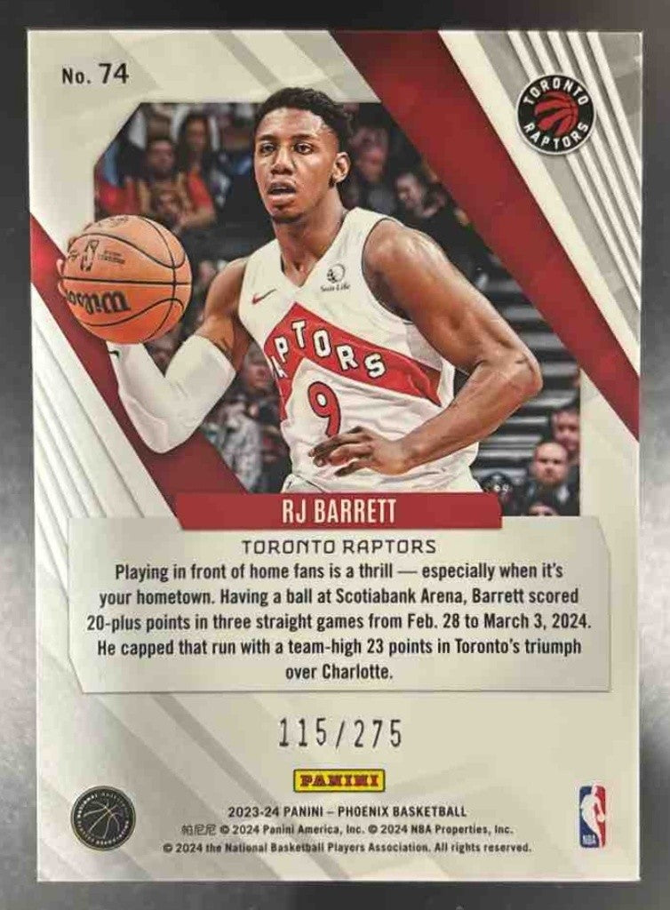 2023-24 Panini Phoenix RJ Barrett Maroon Ice /275 #74 Toronto Raptors