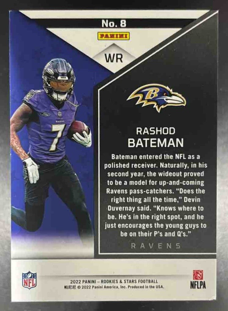 2022 Panini Rookies & Stars Rashod Bateman Orange /175 #8 Baltimore Ravens