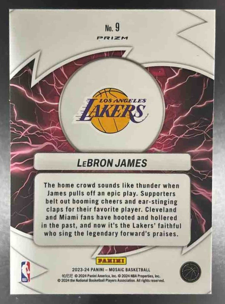2023-24 Panini Mosaic LeBron James Thunder Road Green #9 Los Angeles Lakers