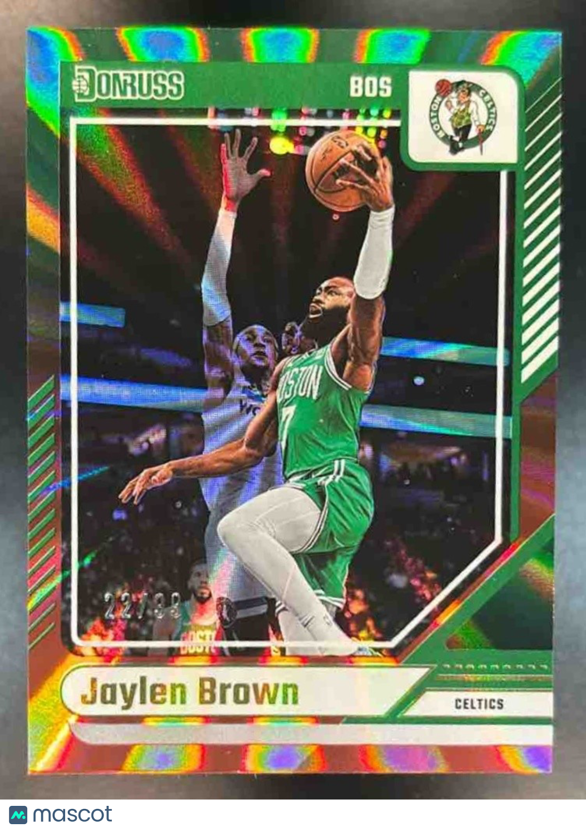 2024-25 Donruss Jaylen Brown Holo Red and Green Laser /99 #25 Boston Celtics