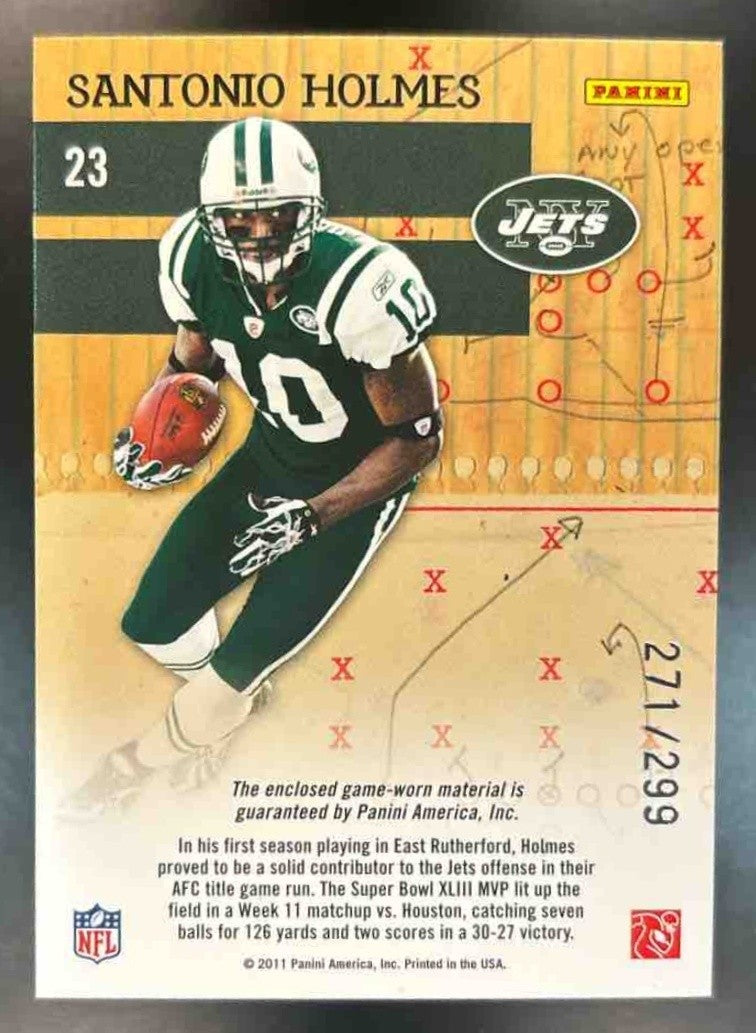 2011 Donruss Elite Santonio Holmes Craftsmen Jerseys /299 #23 New York Jets