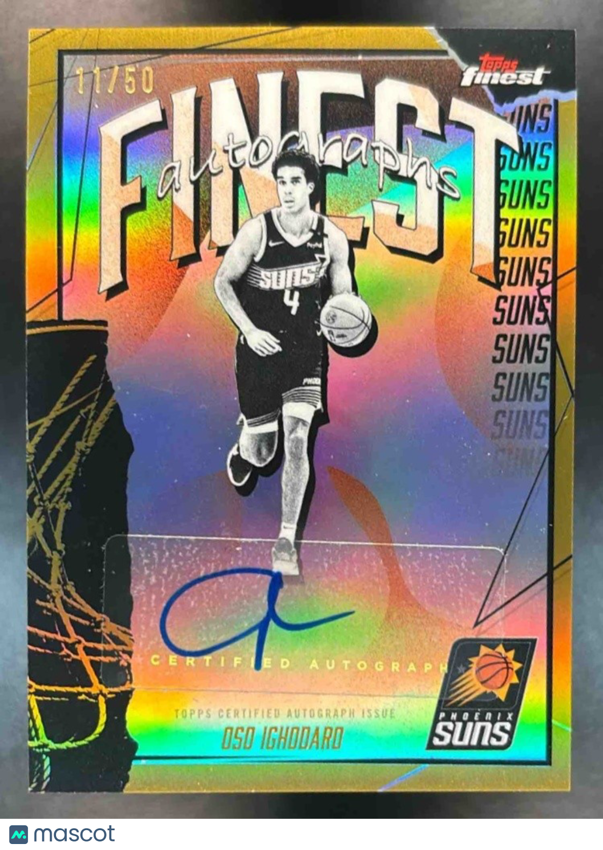 2025-26 Topps Finest Oso Ighodaro Auto Gold Refractor /50 Phoenix Suns
