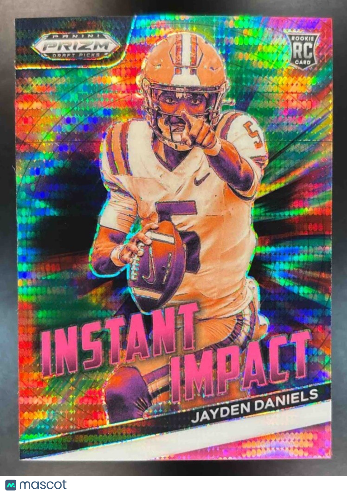 2024 Prizm Collegiate Jayden Daniels Instant Impact Pink Pulsar /15 RC LSU Tiger