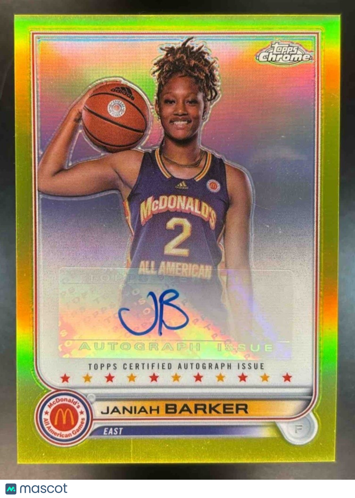 2022-23 Topps Chrome McDonald's All American Janiah Barker Auto Yellow /75