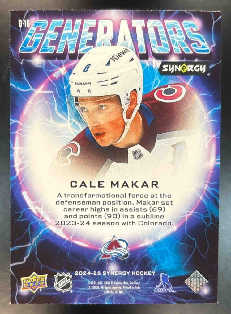 2024-25 Upper Deck Synergy Cale Makar Generators #G-16 Colorado Avalanche
