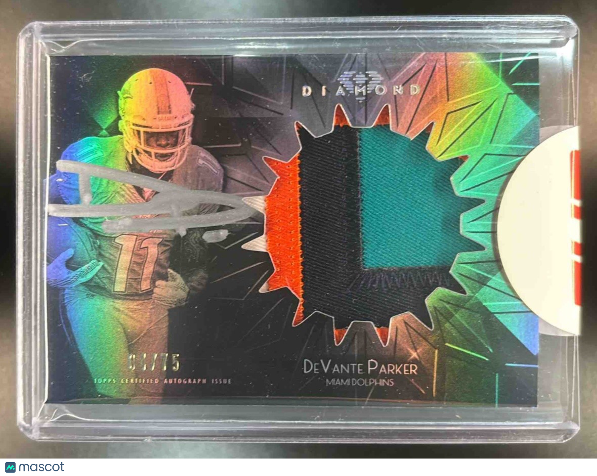 2015 Topps Diamond DeVante Parker Auto Jumbo Patches /75 RC Miami Dolphins