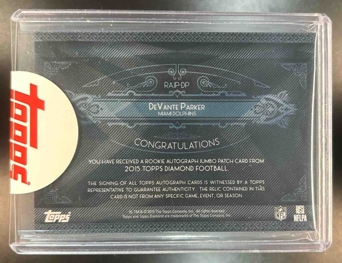 2015 Topps Diamond DeVante Parker Auto Jumbo Patches /75 RC Miami Dolphins
