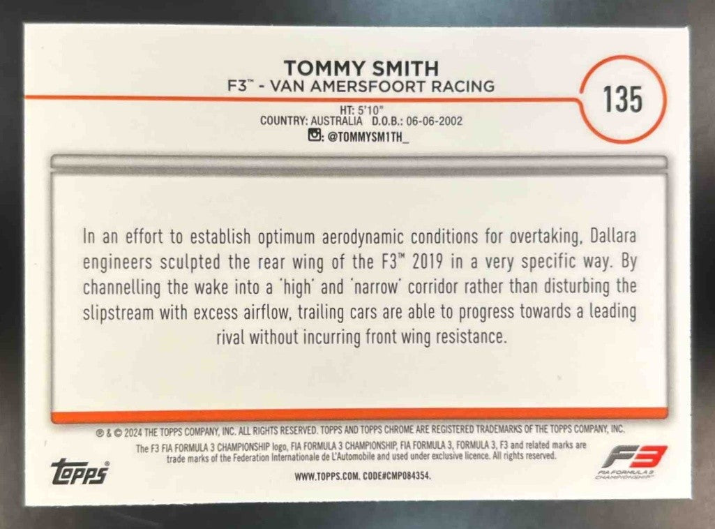 2024 Topps Chrome Logofractor Edition Formula 1 Tommy Smith Gold /50 #135