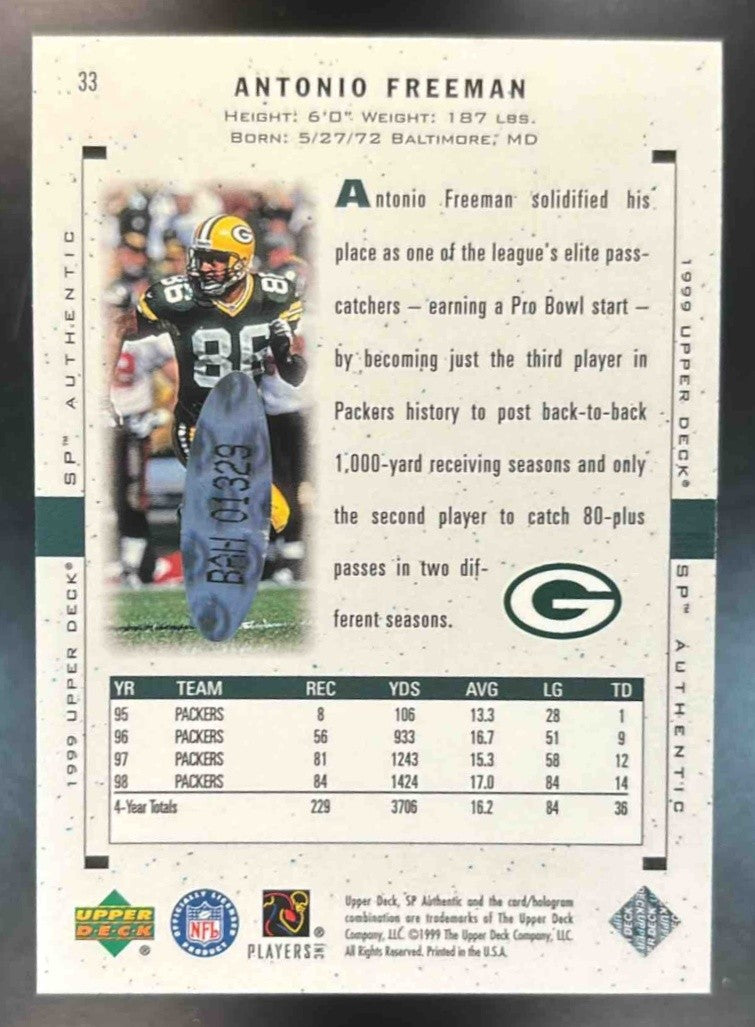2000 SP Authentic Buy Back Auto #65 Antonio Freeman 99 SP 99/507 Packers