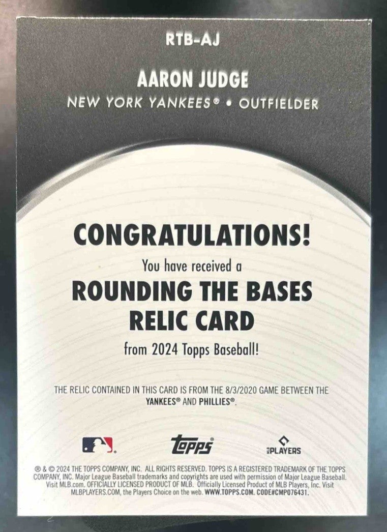 2024 Topps Aaron Judge Rounding the Bases Relics #RTB-AJ MEM New York Yankees
