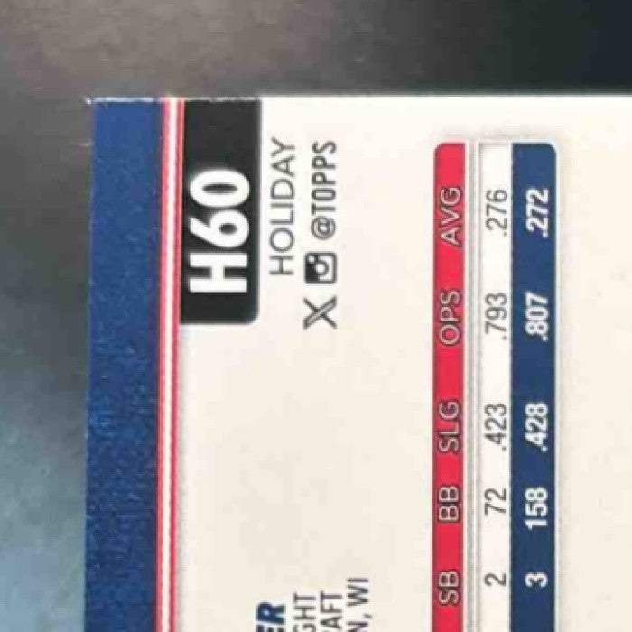 2025 Topps Holiday Drake Baldwin Blue Metallic Glitter #H60 RC Atlanta Braves