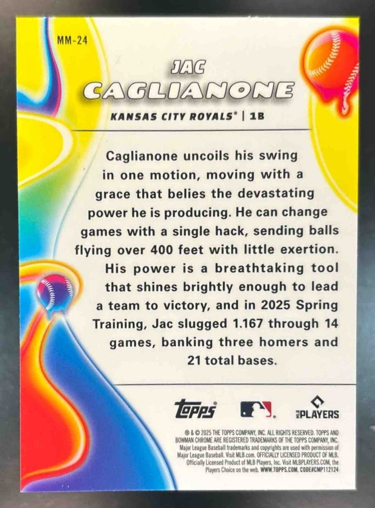 2025 Bowman Chrome Jac Caglianone Melt Mashers #MM-24 Kansas City Royals