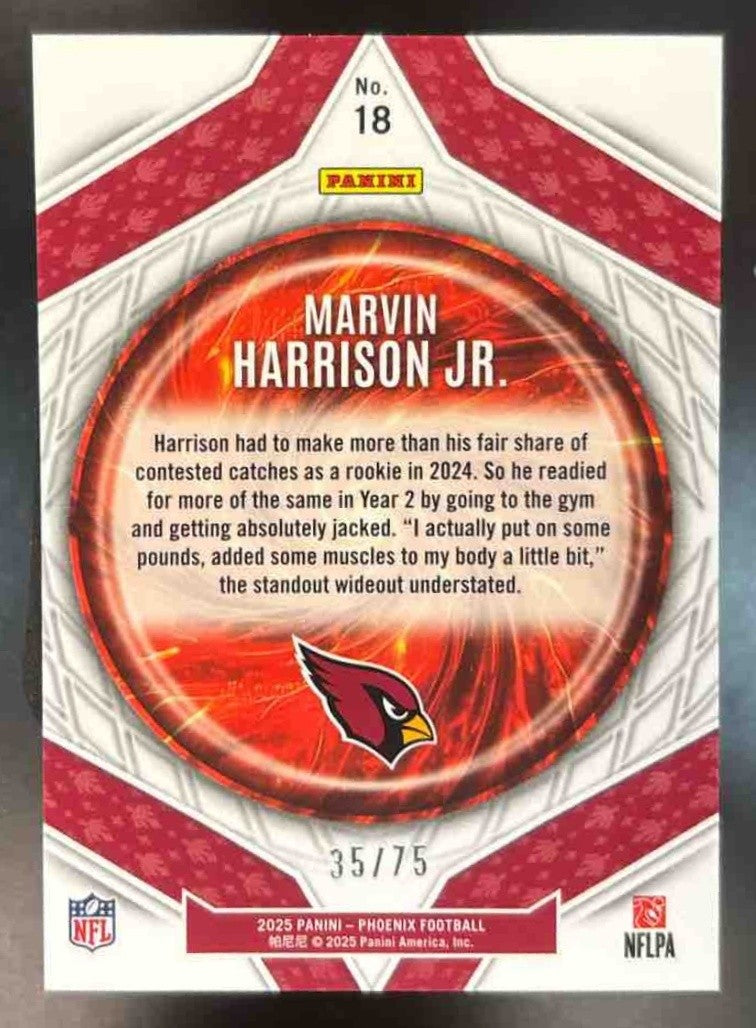 2025 Panini Phoenix Marvin Harrison Jr. Paragon Silver Mojo /75 #18 Cardinals