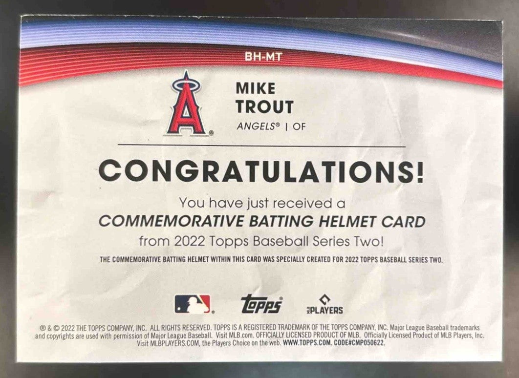 2022 Topps Mike Trout Batting Helmet Commemorative Relic Los Angeles Angels