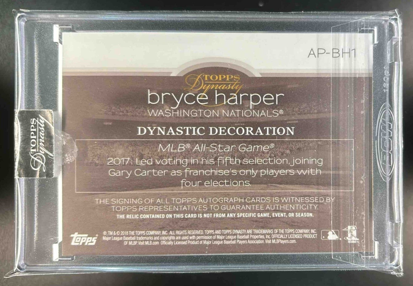 2018 Topps Dynasty Bryce Harper Auto Patch 9/10 #AP-BH1 Washington Nationals