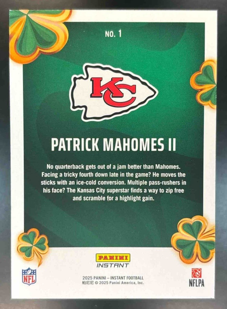 2025 Panini Instant Donruss Lucky Clover Patrick Mahomes II Kansas City Chiefs