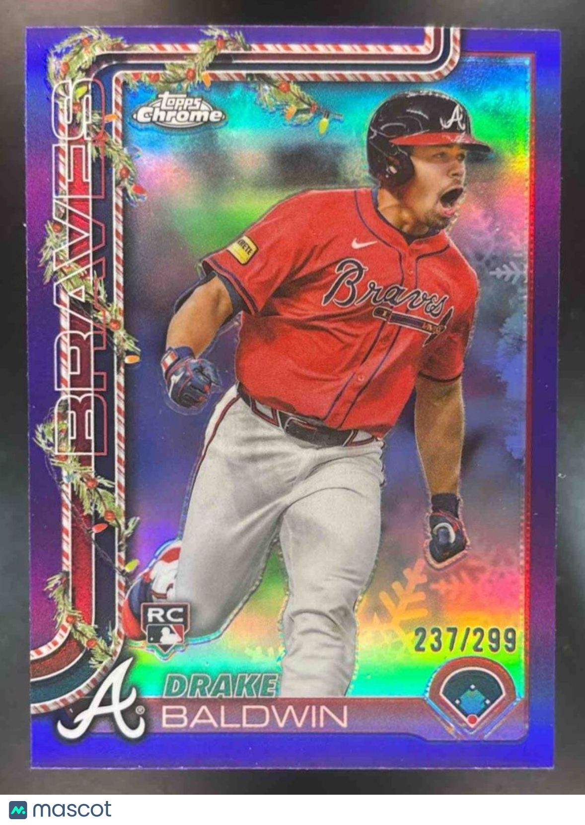 2025 Topps Holiday Drake Baldwin Chrome Purple /299 #HC60 RC Atlanta Braves